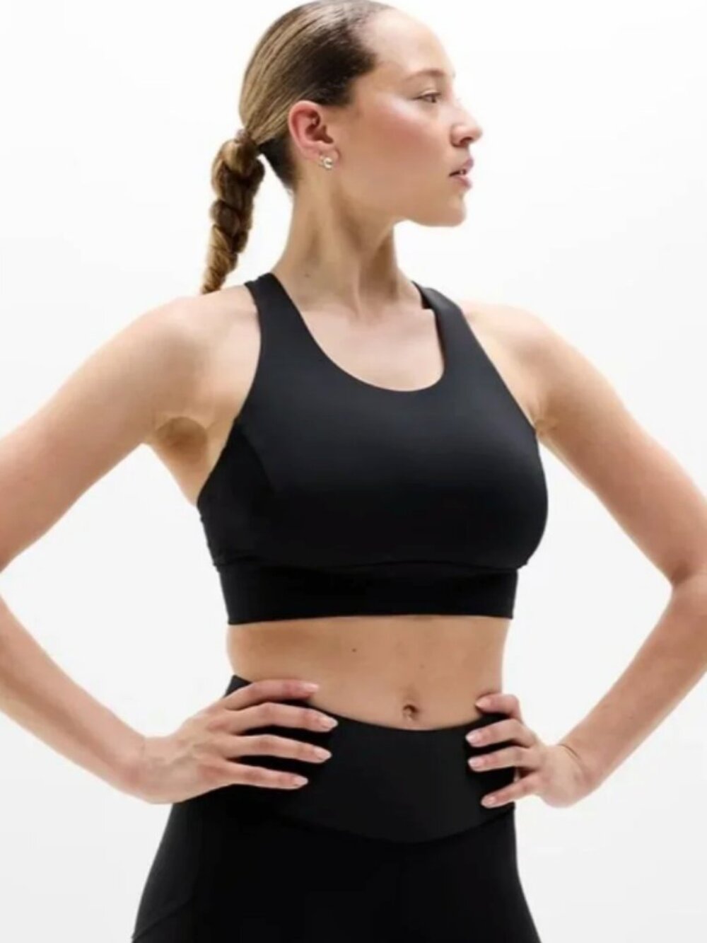NWT Athleta  Train Free Longline Sports Bra Black Medium D-DD SIZE L